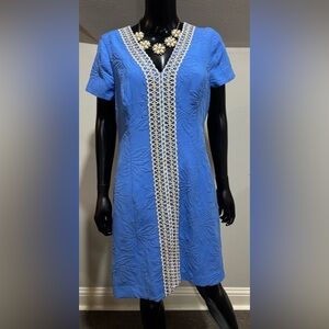 Lilly Pulitzer Palm Paradise Jacquard Stretch Bennet Blue Arie Shift Size 12